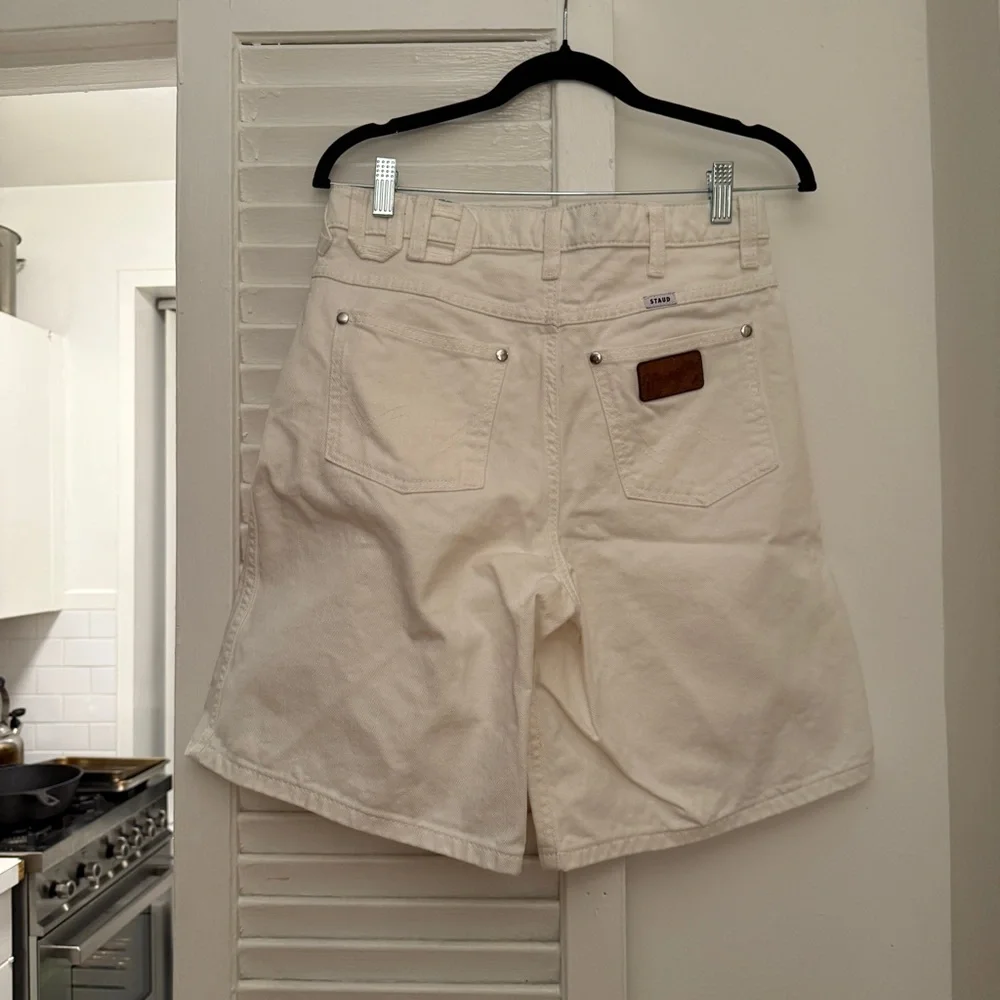 Staud Wrangler Long Denim Shorts